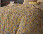Dekbedovertrek microvezel goud paisley print 240 x 220 cm, met 2 kussenslopen 60 x 70 cm