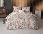 Dekbedovertrek katoen/polyester bloemenprint roze 240 x 220 cm, met 2 kussenslopen 60 x 70 cm