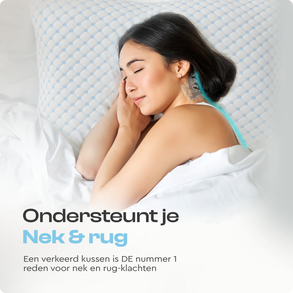 Hoofdkussen traagschuim versnipperd verstelbaar wit 50 x 70 cm, verkoelend, voor zij-, rug- en buikslapers