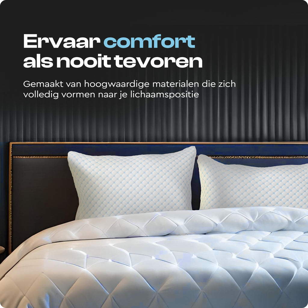 Hoofdkussen traagschuim versnipperd verstelbaar wit 50 x 70 cm, verkoelend, voor zij-, rug- en buikslapers