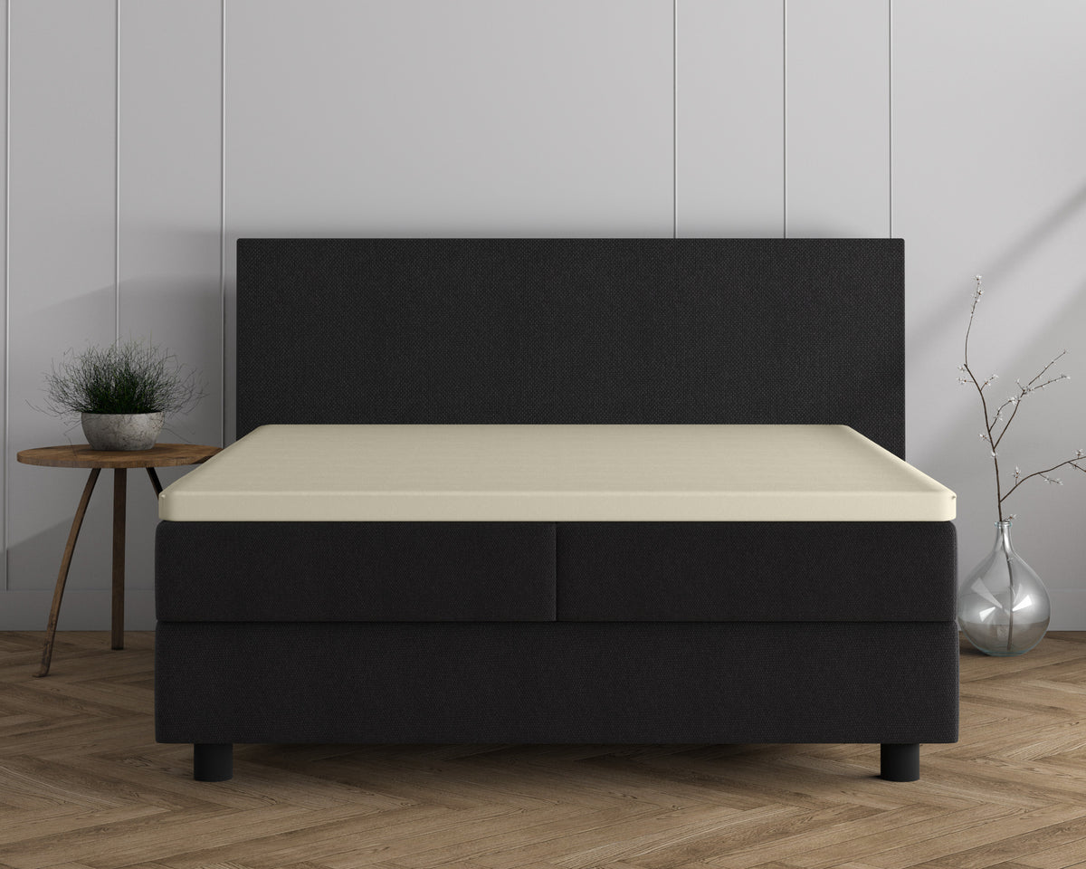 Topper hoeslaken dubbel jersey katoen crème 140 x 200/220 cm, voor toppers van 8–15 cm dikte