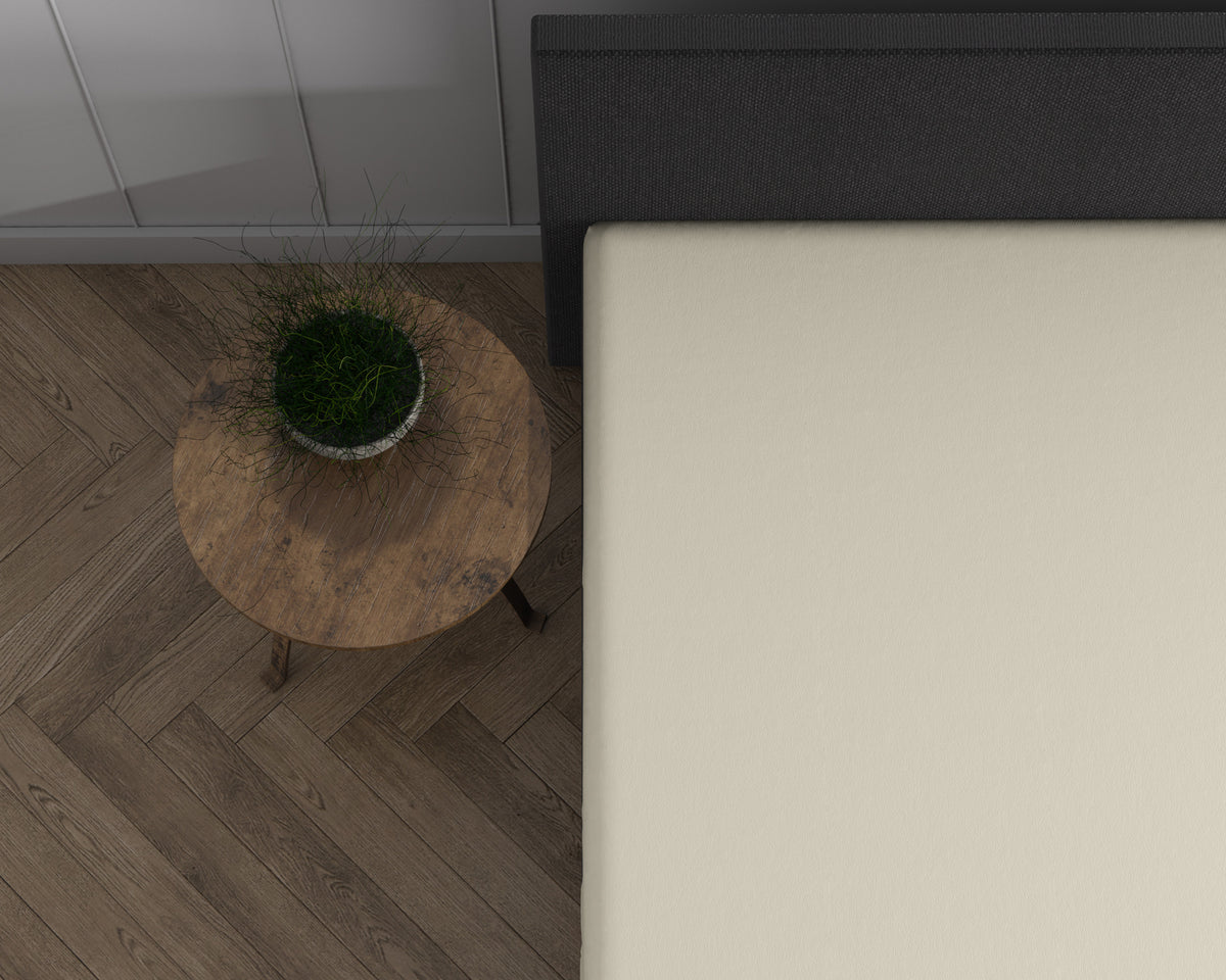 Topper hoeslaken dubbel jersey katoen crème 160/180 x 200/220 cm, hoekhoogte 20 cm, voor slaapkamer