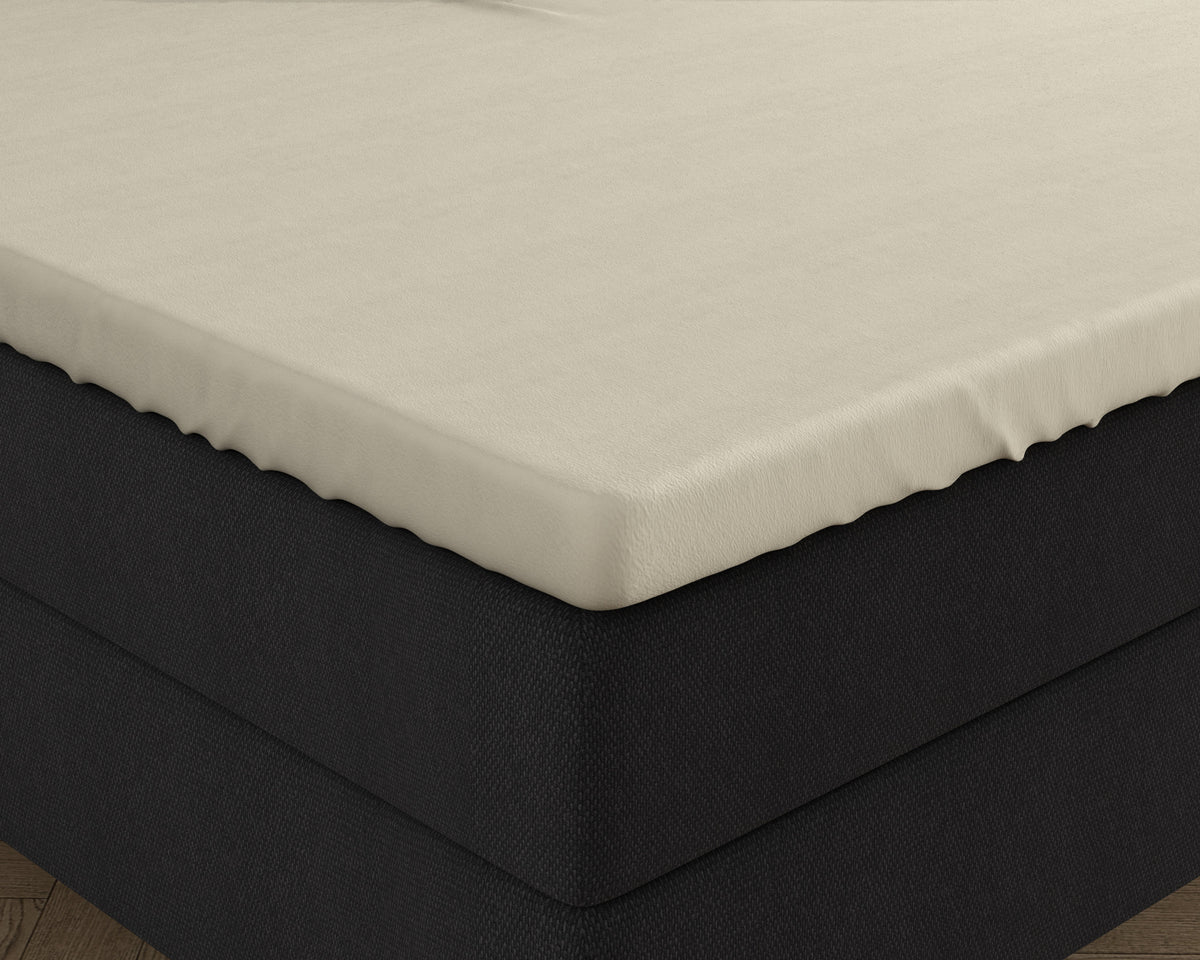 Topperhoeslaken dubbel jersey katoen crème 190/200 x 220/230 cm, hoekhoogte 20 cm
