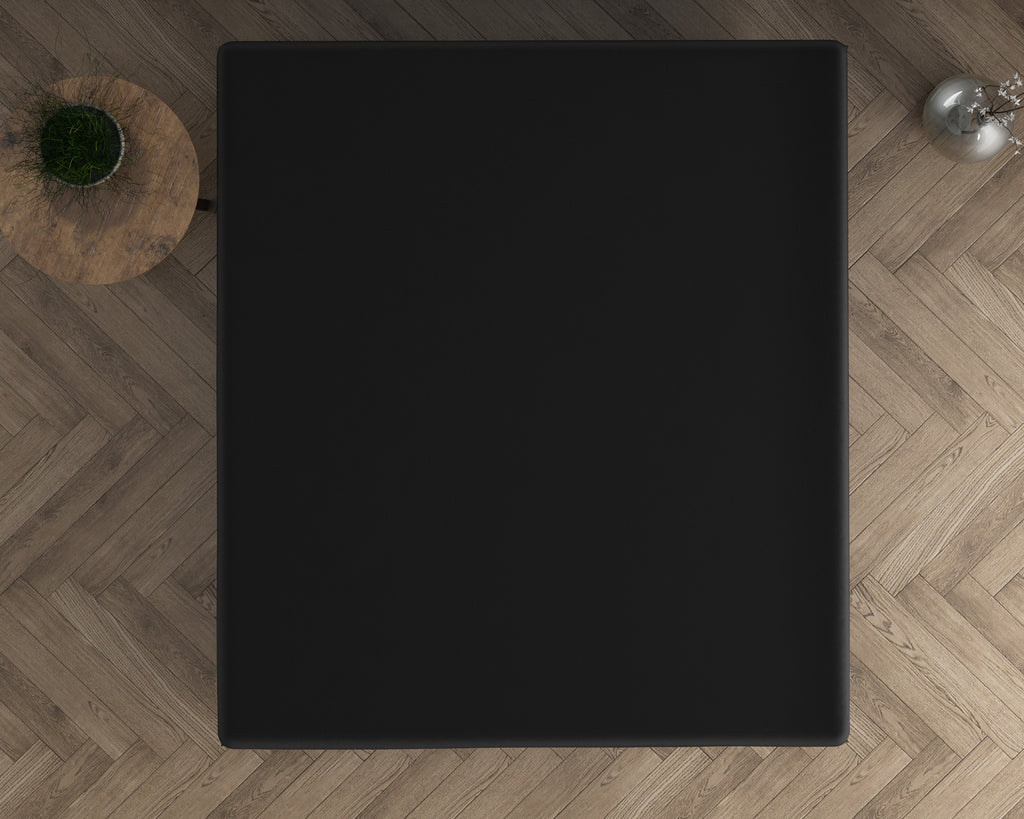 Hoeslaken topper dubbel jersey katoen zwart 80/90 x 200/220 cm, voor toppers van 8–15 cm