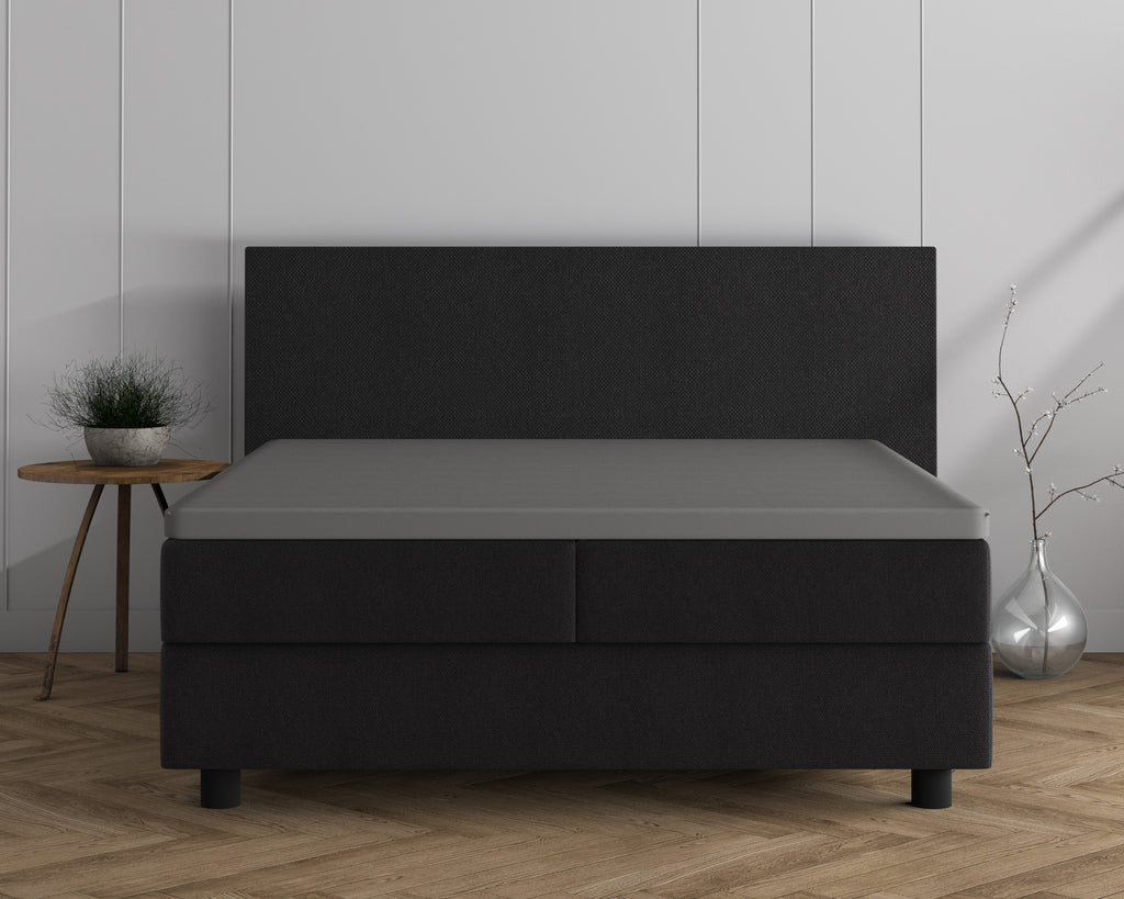Hoeslaken topper dubbel jersey katoen grijs 190/200 x 220/230 cm, hoekhoogte 20 cm, 220 g/m²