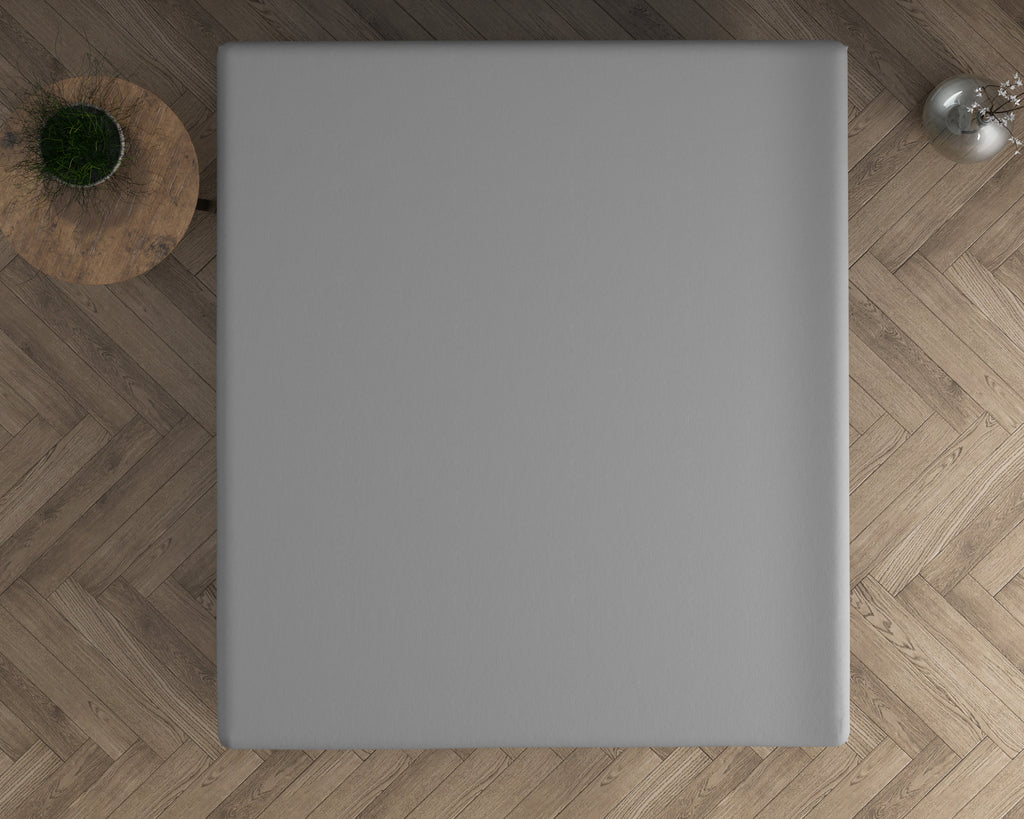 Hoeslaken topper dubbel jersey katoen grijs 190/200 x 220/230 cm, hoekhoogte 20 cm, 220 g/m²