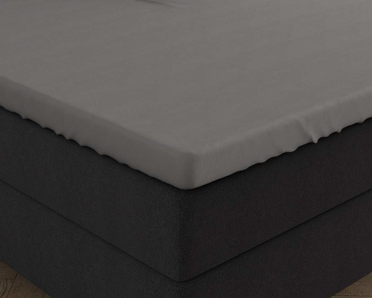 Hoeslaken topper dubbel jersey katoen grijs 190/200 x 220/230 cm, hoekhoogte 20 cm, 220 g/m²