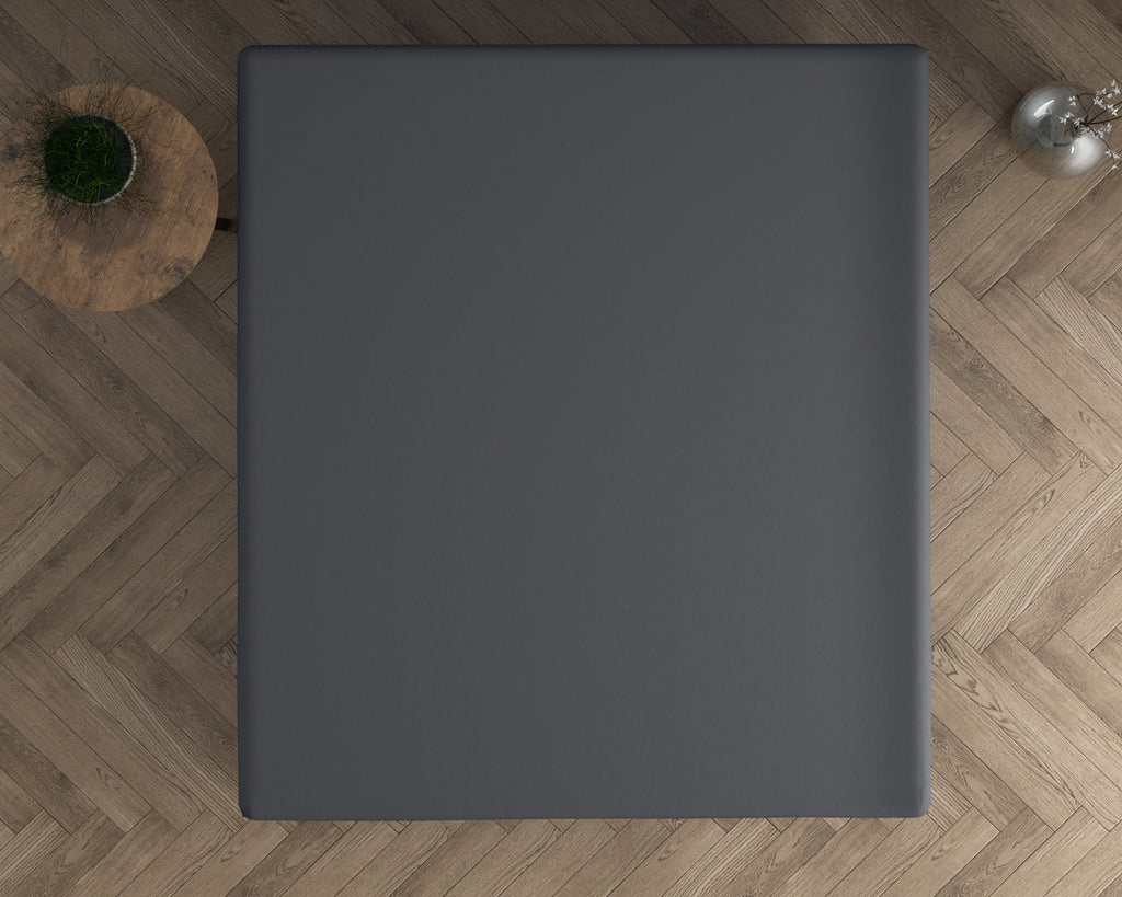 Hoeslaken topper dubbel jersey katoen antraciet 80/90 x 200/220 cm, 220 g/m², voor lage en hoge toppers