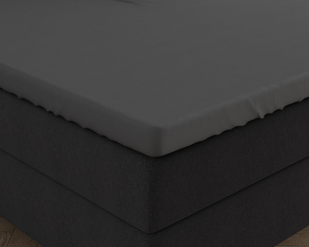 Hoeslaken topper dubbel jersey katoen antraciet 80/90 x 200/220 cm, 220 g/m², voor lage en hoge toppers