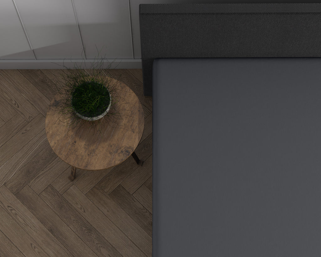 Topper hoeslaken dubbel jersey gebreid katoen antraciet 190/200 x 220/230 cm, voor toppers van 8–15 cm