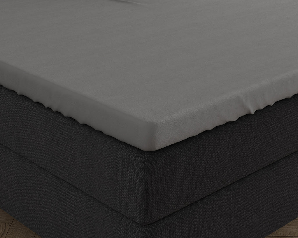 Hoeslaken split-topper dubbel jersey katoen 220 g/m² grijs 160 x 200/220 cm, hoekhoogte 20 cm