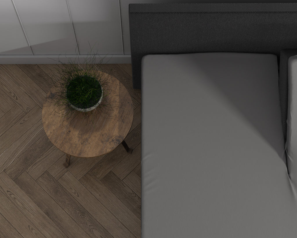 Hoeslaken split-topper dubbel jersey katoen 220 g/m² grijs 160 x 200/220 cm, hoekhoogte 20 cm