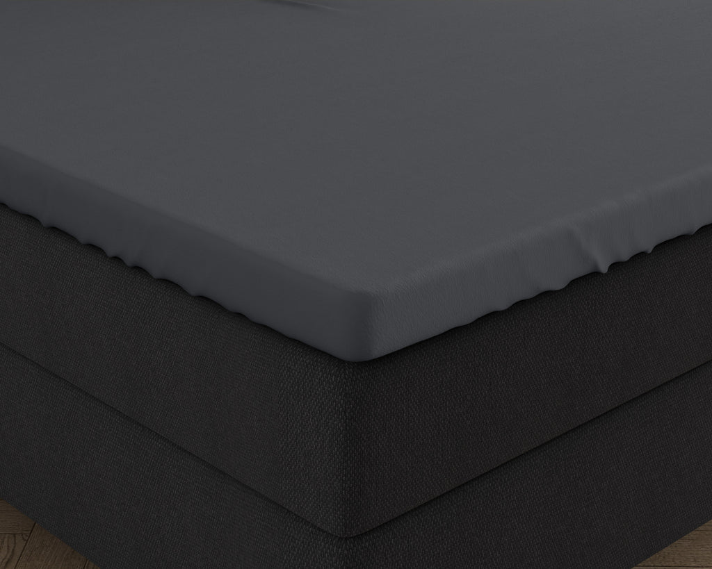 Hoeslaken splittopper gebreid katoen dubbel jersey antraciet 160 x 200/220 cm, stretch