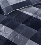Lazy dekbed alles-in-één microvezel blauw geblokt 200 x 200 cm, met 2 kussenslopen 60 x 70 cm