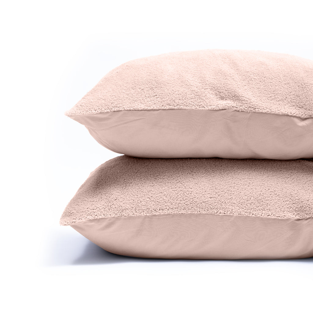 Kussenslopen teddy polyester roze 60 x 70 cm, set van 2 met enveloppsluiting voor de slaapkamer