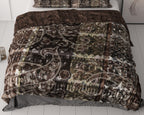 Dekbedovertrek katoensatijn Milena bruin met paisleyprint 240 x 220 cm, met 2 kussenslopen 60 x 70 cm