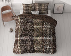 Dekbedovertrek katoensatijn Milena bruin met paisleyprint 240 x 220 cm, met 2 kussenslopen 60 x 70 cm