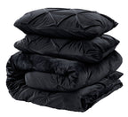 Dekbedovertrek fluweel pintuck zwart 200 x 220 cm, met 2 kussenslopen 60 x 70 cm voor de slaapkamer