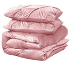 Dekbedovertrek fluweel pintuck roze 240 x 220 cm, met 2 kussenslopen 60 x 70 cm voor slaapkamer