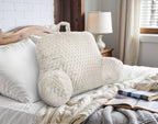 Leeskussen met armleuningen polyester jacquardflanel crème 34 x 50 cm, met draaghandvat voor bed en bank