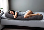 Bodykussen polyester antraciet 140 x 20 cm, met afneembare wasbare hoes voor slaapkamer