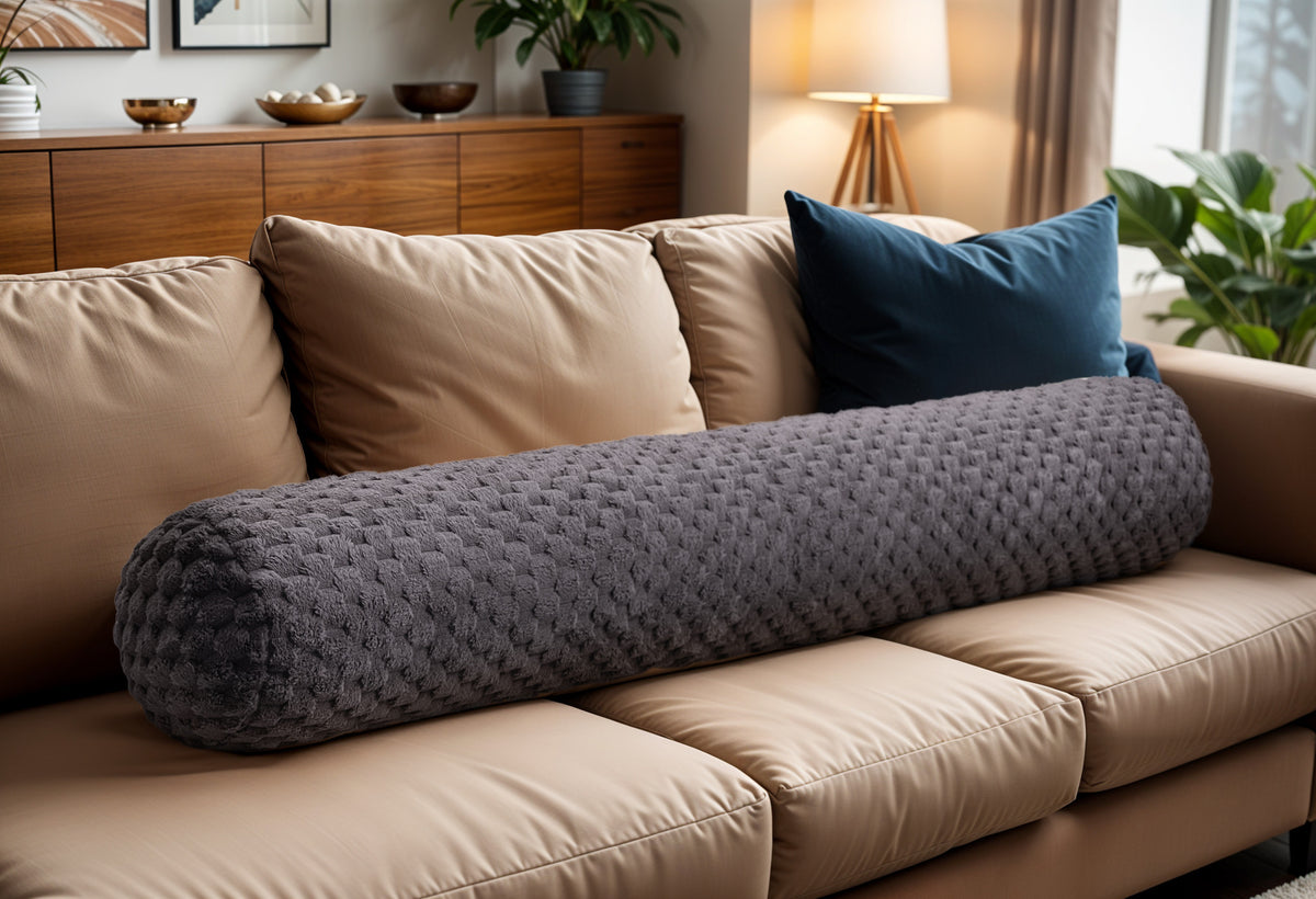 Bodykussen polyester antraciet 140 x 20 cm, met afneembare wasbare hoes voor slaapkamer
