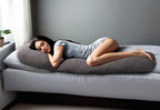 Bodykussen polyester taupe 140 x 20 cm, met afneembare wasbare hoes voor slaapkamer