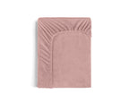 Hoeslaken velours polyester oudroze 90 x 200 cm, hoekhoogte 30 cm, strijkvrij voor de slaapkamer