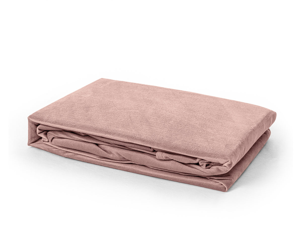 Hoeslaken velours polyester oudroze 90 x 200 cm, hoekhoogte 30 cm, strijkvrij voor de slaapkamer