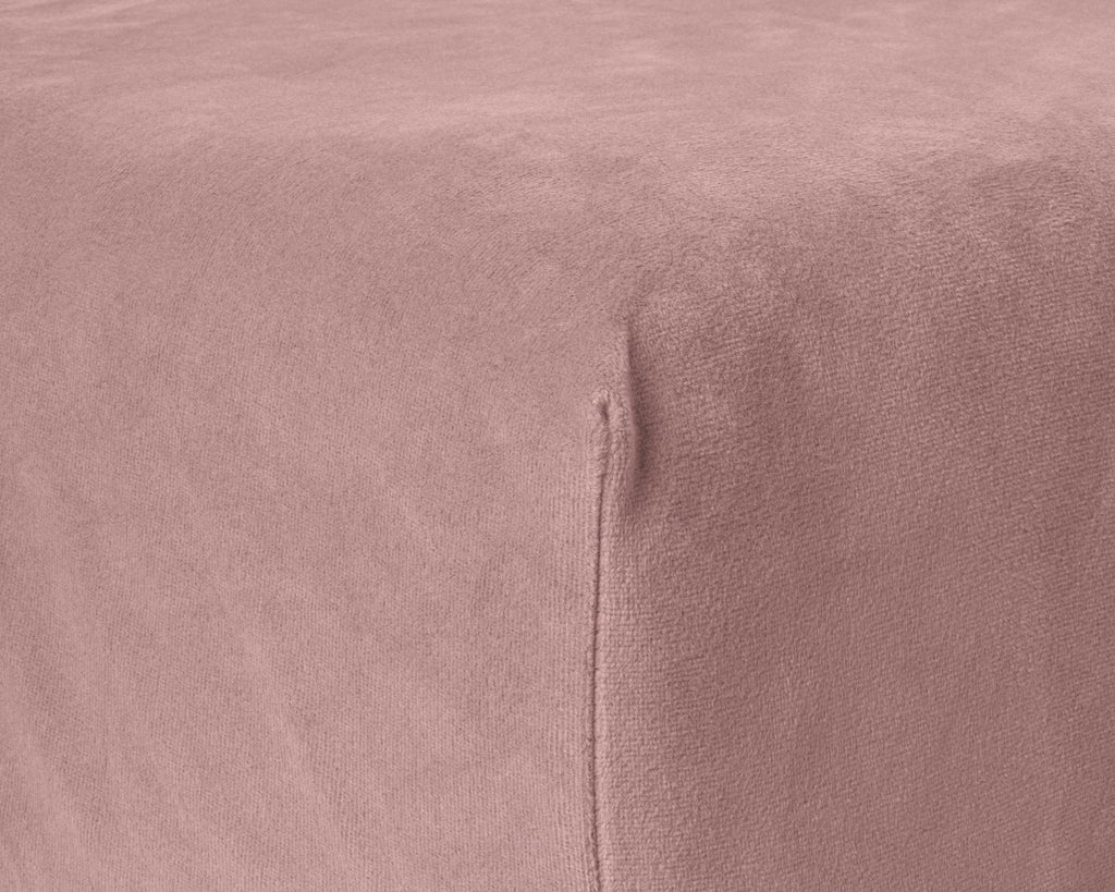Hoeslaken velours polyester oudroze 90 x 200 cm, hoekhoogte 30 cm, strijkvrij voor de slaapkamer