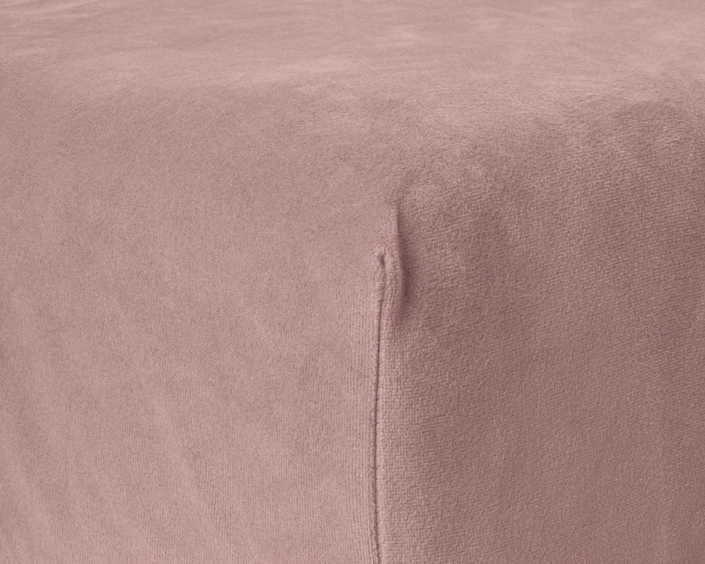 Hoeslaken velours polyester oudroze 90 x 200 cm, hoekhoogte 30 cm, strijkvrij voor de slaapkamer