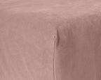 Hoeslaken velours polyester oudroze 90 x 200 cm, hoekhoogte 30 cm, strijkvrij voor de slaapkamer
