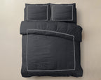 Dekbedovertrek katoen percale T180 zwart 200 x 200/260 cm, met kussenslopen en hotelsluiting