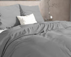 Dekbedovertrek flanel katoen grijs 240 x 220 cm, met 2 kussenslopen 60 x 70 cm