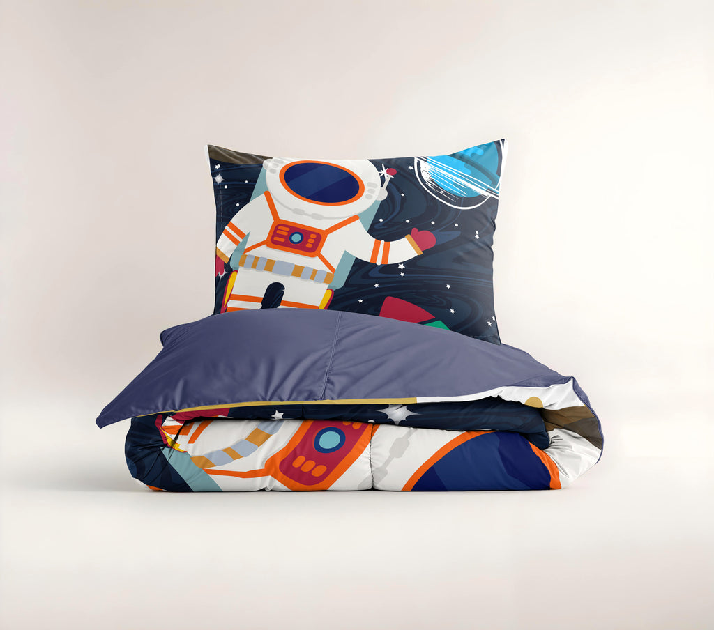 Dekbedovertrek microvezel ruimtevaarder astronaut blauw 140 x 200/220 cm, met kussensloop 60 x 70 cm
