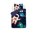 Dekbedovertrek microvezel ruimtevaarder astronaut blauw 140 x 200/220 cm, met kussensloop 60 x 70 cm