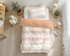Dekbedovertrek microvezel Elaya roze met zigzagprint 140 x 200/220 cm, met kussensloop 60 x 70 cm
