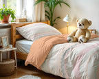 Dekbedovertrek microvezel Elaya roze met zigzagprint 140 x 200/220 cm, met kussensloop 60 x 70 cm