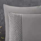 Dekbedovertrek velvet polyester zand/grijs, Crossline, 140 x 220 cm, met kussenslopen 60 x 70 cm