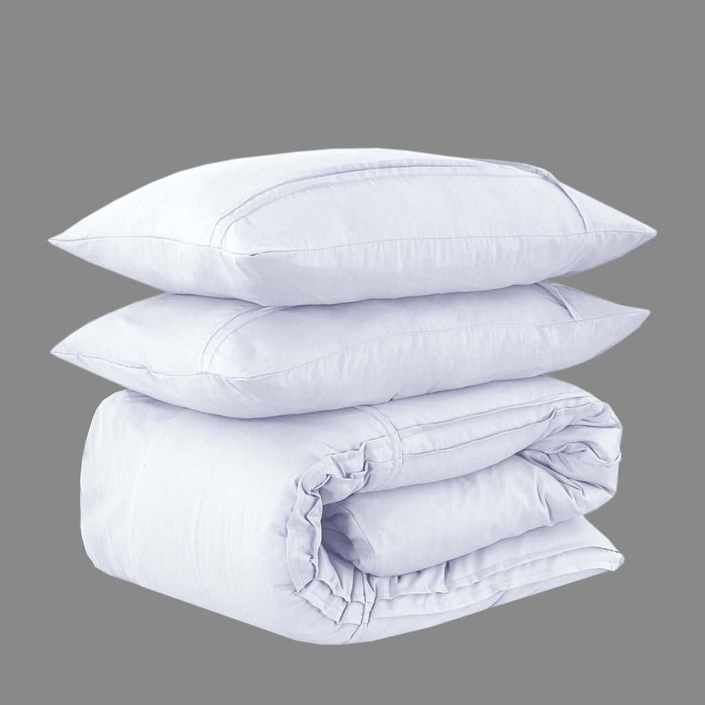 Dekbedovertrek microvezel gewassen getuft wit 240 x 220 cm, met kussenslopen 60 x 70 cm