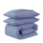 Dekbedovertrek microvezel gewassen getuft blauw 200 x 220 cm, met kussenslopen 60 x 70 cm