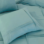Dekbedovertrek microvezel gewassen getuft groen 240 x 220 cm, met kussenslopen 60 x 70 cm