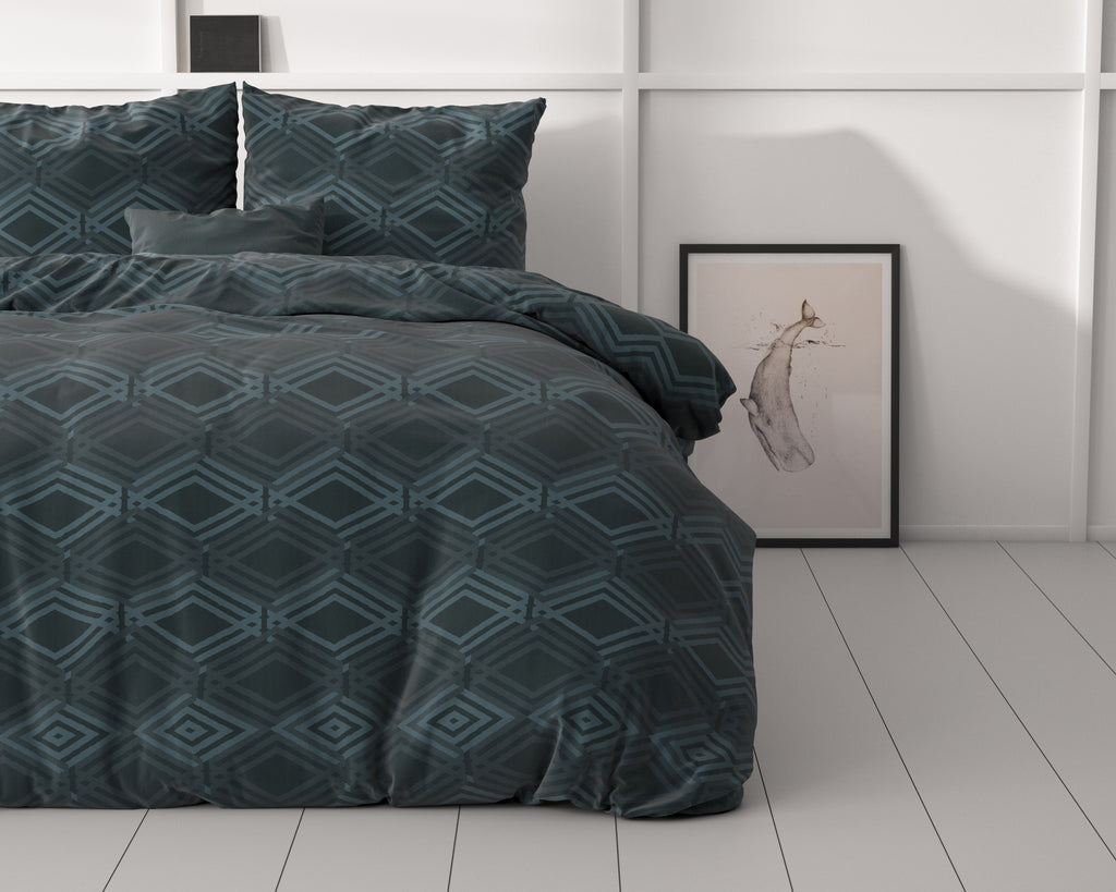 Dekbedovertrek micropercale Wavey geometrisch patroon 240 x 220 cm, met kussenslopen 60 x 70 cm