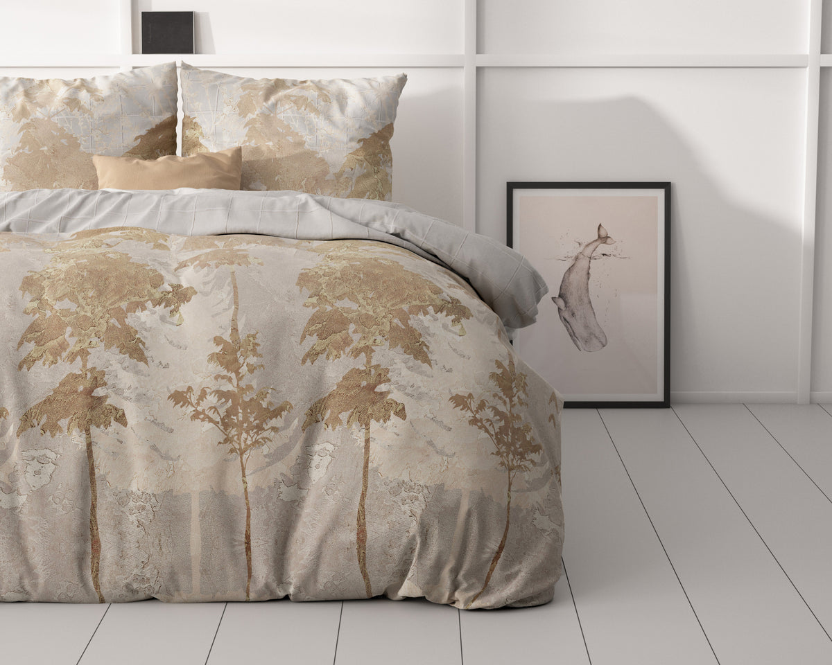 Dekbedovertrek micropercale Treasture Drie goud 200 x 220 cm, met 2 kussenslopen 60 x 70 cm