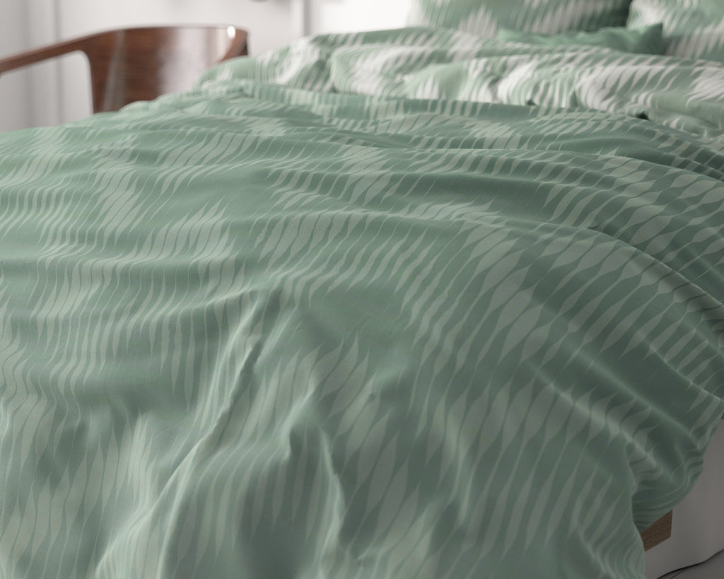 Dekbedovertrek micropercal microvezel Wavey Shades groen 240 x 220 cm, met 2 kussenslopen 60 x 70 cm