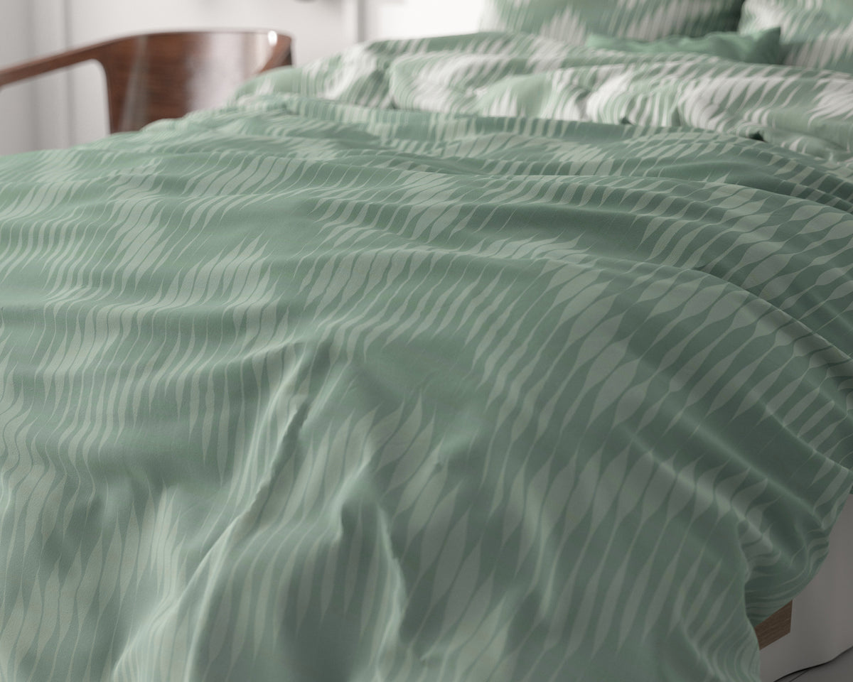 Dekbedovertrek micropercal microvezel Wavey Shades groen 240 x 220 cm, met 2 kussenslopen 60 x 70 cm