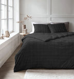 Dekbedovertrek teddy imitatiebont geruit zwart 240 x 200/220 cm, met kussenslopen voor de slaapkamer