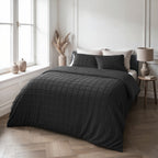 Dekbedovertrek teddy imitatiebont geruit zwart 240 x 200/220 cm, met kussenslopen voor de slaapkamer
