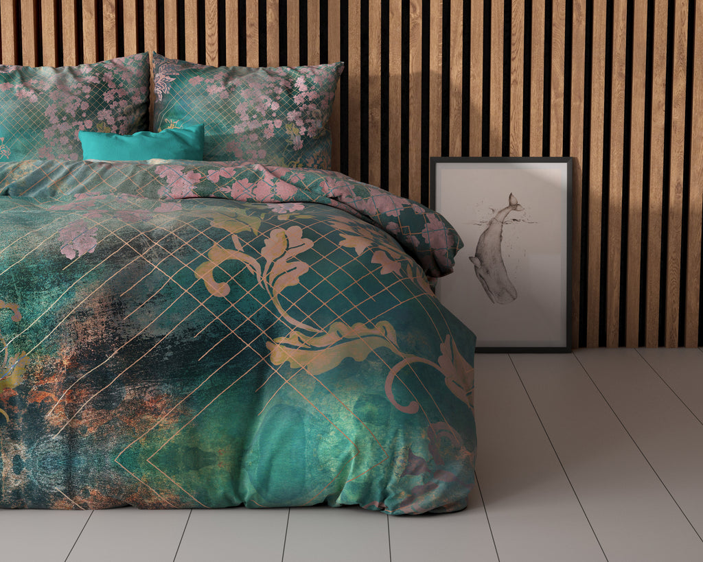 Dekbedovertrek Raddison bloemenmotief groen 240 x 200/220 cm voor de slaapkamer
