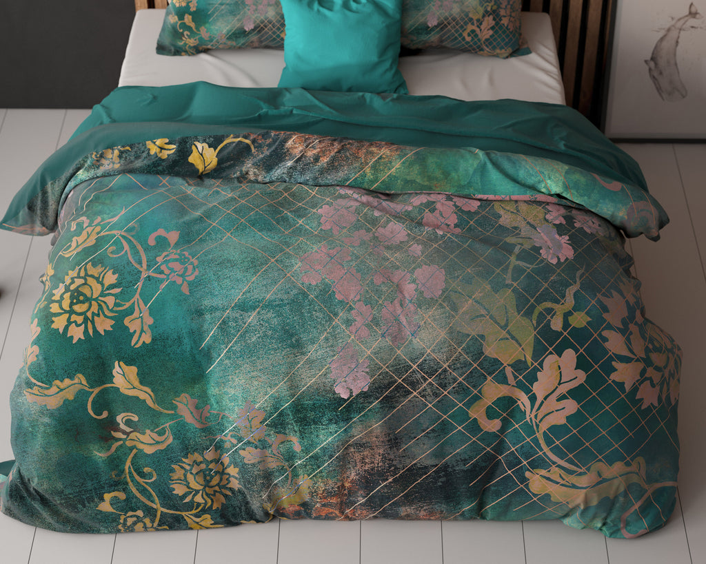 Dekbedovertrek Raddison bloemenmotief groen 240 x 200/220 cm voor de slaapkamer